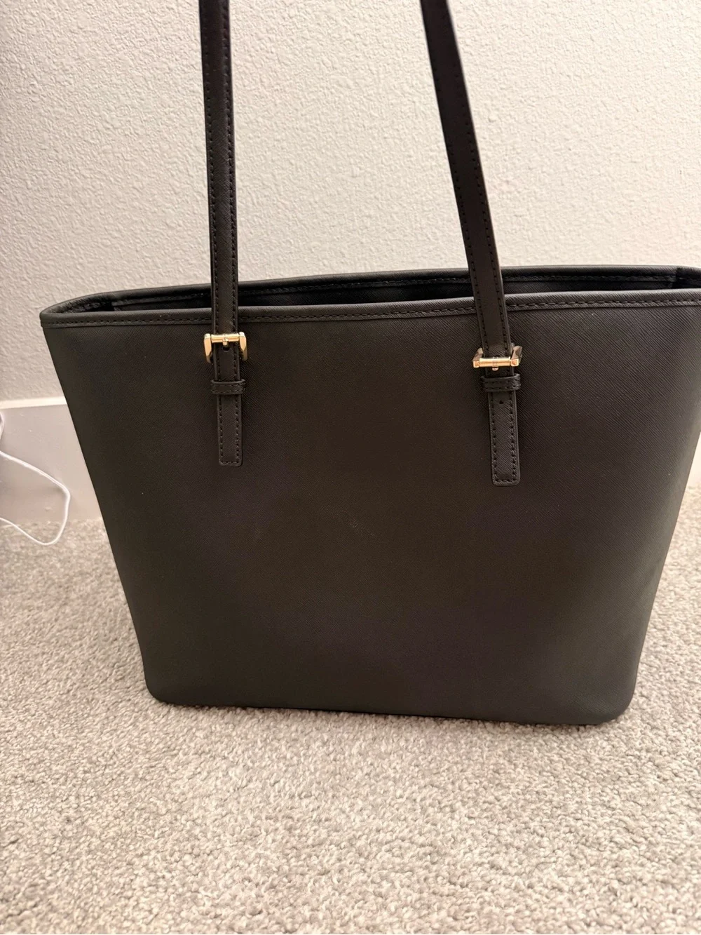 MICHAEL KORS Black Tote with Gold Hardware and MK Charm